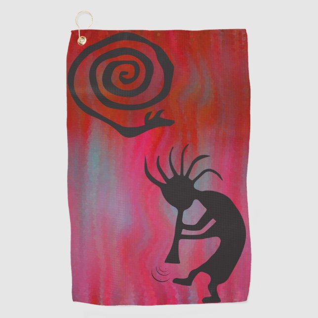 Colourful Southwestern Kokopelli Golf Towel (Front)