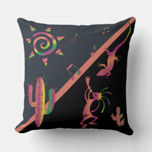 Colourful Southwestern Kokopelli Throw Pillow