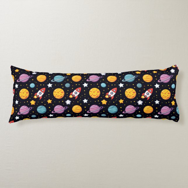 Colourful Space Adventure Body Cushion (Front)