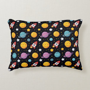Colourful Space Adventure Decorative Cushion