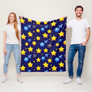 Colourful Space Adventure Fleece Blanket