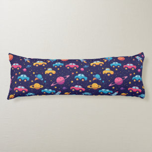 Colourful Space Adventure With Cars, Rockets Body Cushion