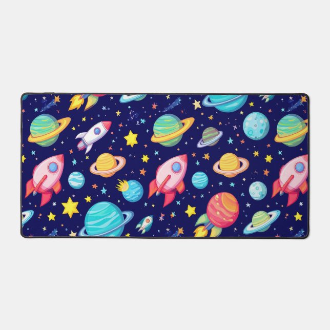 Colourful Space Cartoon Pattern Desk Mat (Front)