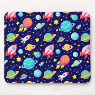 Colourful Space Cartoon Pattern Mouse Mat