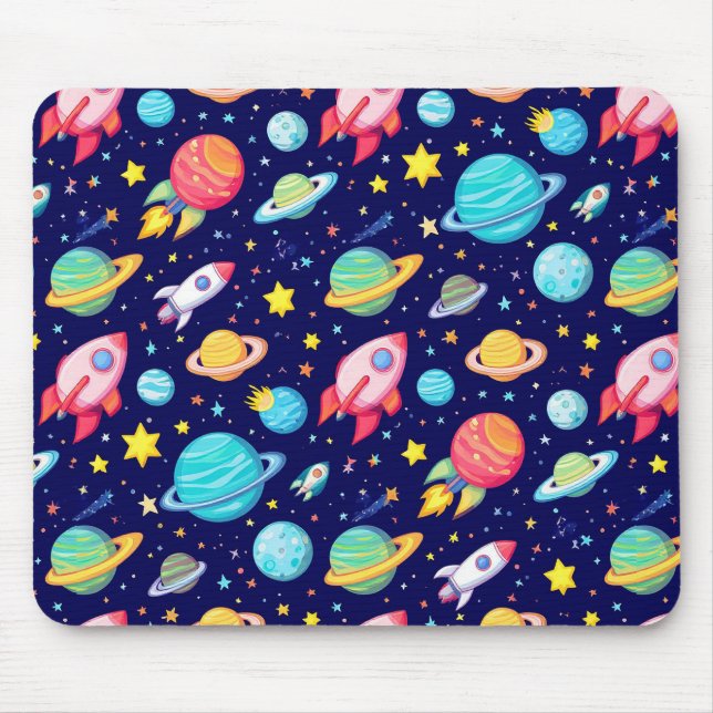 Colourful Space Cartoon Pattern Mouse Mat (Front)
