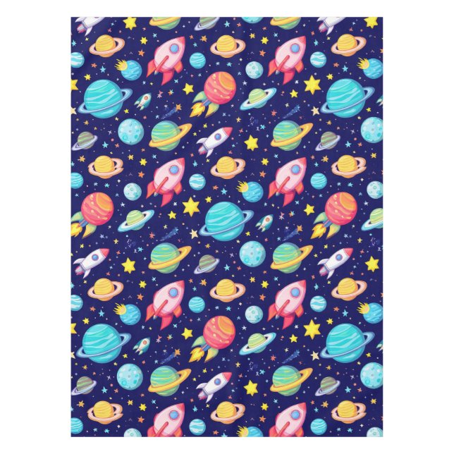 Colourful Space Cartoon Pattern Tablecloth (Front)