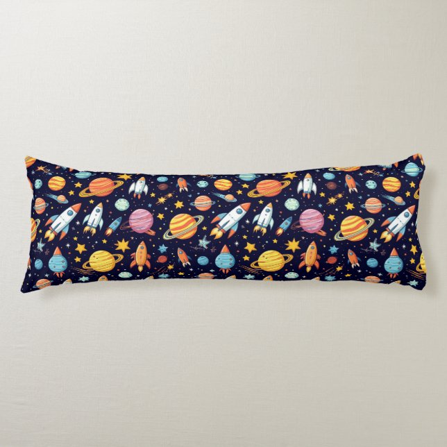 Colourful Space Exploration Pattern Body Cushion (Front)