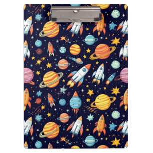 Colourful Space Exploration Pattern Clipboard