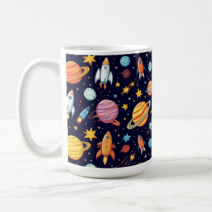 Colourful Space Exploration Pattern Coffee Mug