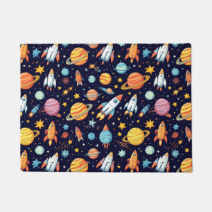 Colourful Space Exploration Pattern Doormat