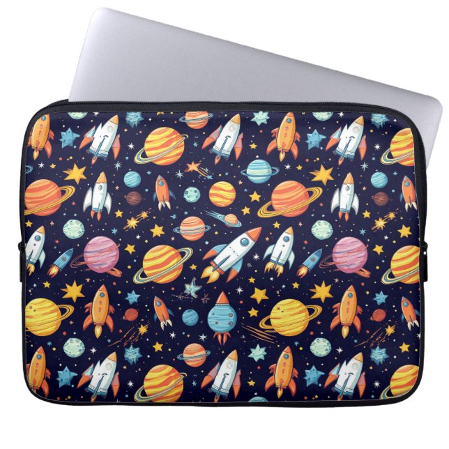 Colourful Space Exploration Pattern Laptop Sleeve (Front)