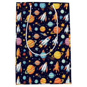 Colourful Space Exploration Pattern Medium Gift Bag