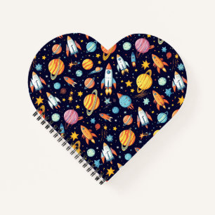Colourful Space Exploration Pattern Notebook