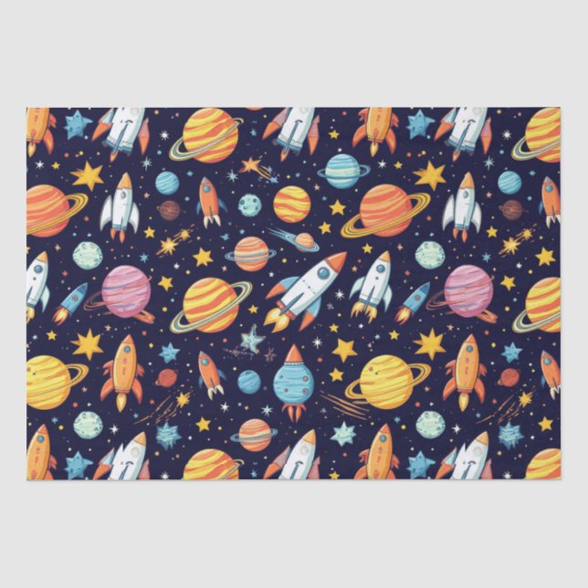 Colourful Space Exploration Pattern Tissue Paper (Front)