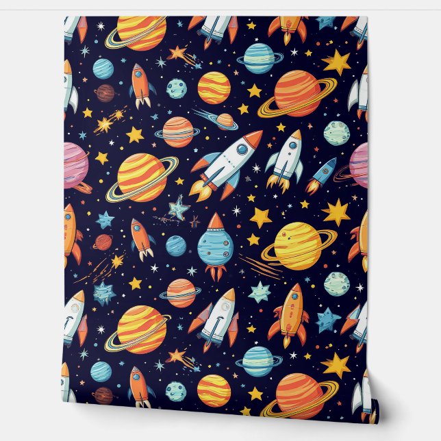 Colourful Space Exploration Pattern Wallpaper (Unrolling)