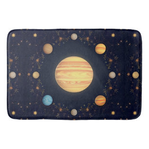 Colourful Space Illustration Bath Mat
