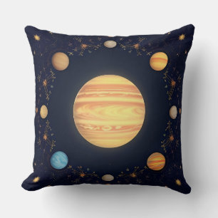 Colourful Space Illustration Cushion