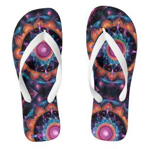 Colourful Space Mandala Flip Flops