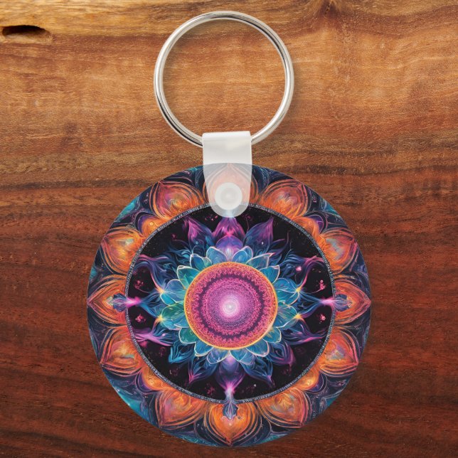 Colourful Space Mandala Key Ring (Front)