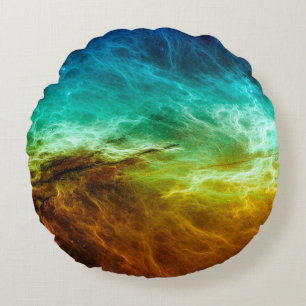 Colourful space nebula background,abstract,astrono round cushion