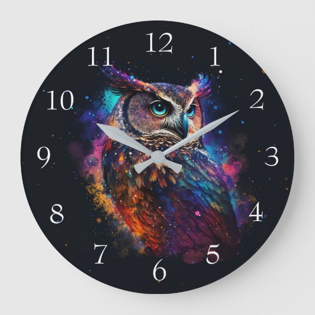 Colourful Space Owl                              Large Clock (Front)