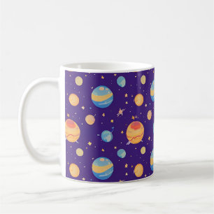 Colourful Space Pattern with Planets, Stars Coffee Mug