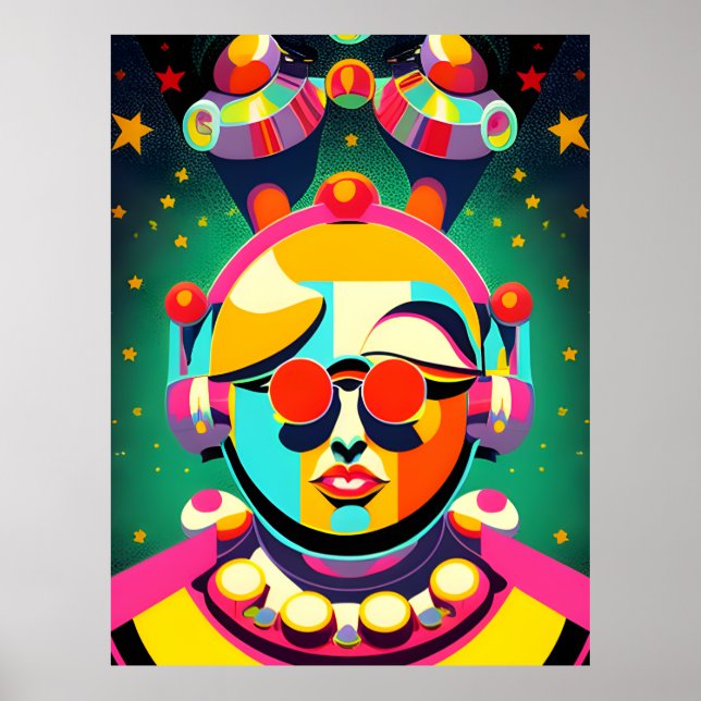 Colourful Space Person Pop Art Poster (Front)