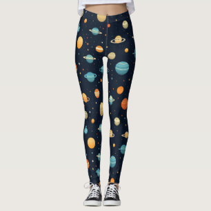 Colourful Space Planet Pattern Leggings