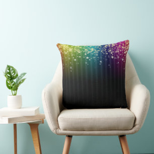 Colourful Space Rainbow Stars Cushion