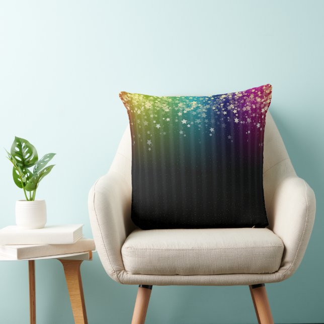 Colourful Space Rainbow Stars Cushion (Chair)
