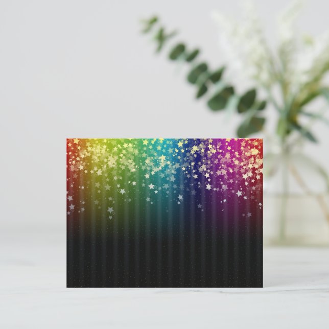 Colourful Space Rainbow Stars Postcard (Standing Front)