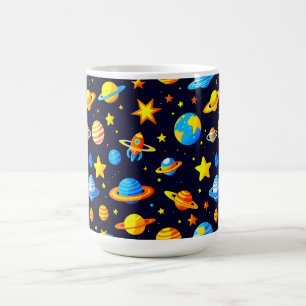 Colourful Space Theme Illustration With Planets Coffee Mug