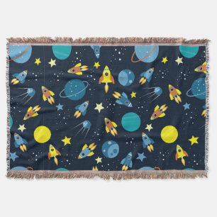 Colourful Space-Themed Pattern Throw Blanket