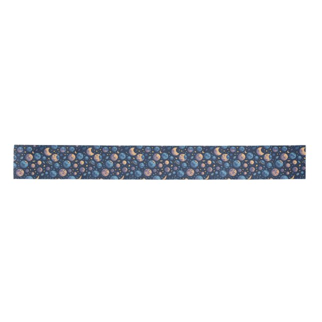 Colourful Space Themed Satin Ribbon (Front)