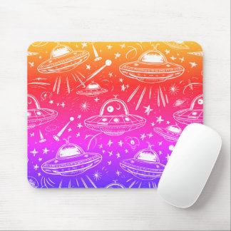 Colourful Spaceship Pattern Mouse Mat