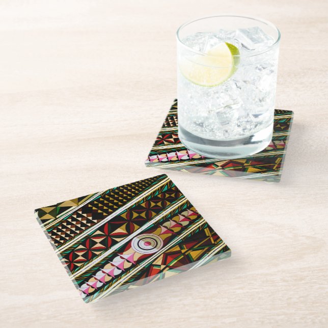 Colourful Spanish Church Ceiling Glass Coaster (Angled)