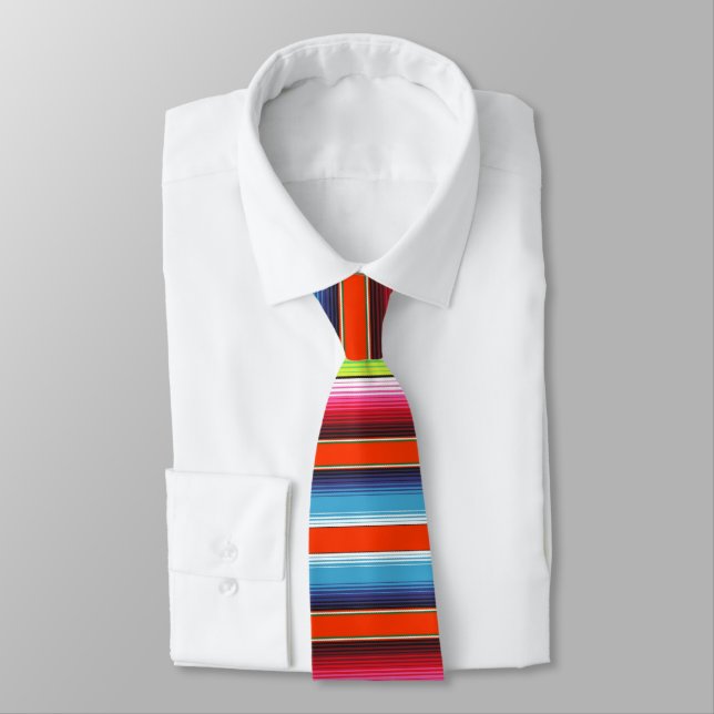 Colourful Spanish Serape Fiesta Mexican Blanket Tie (Tied)