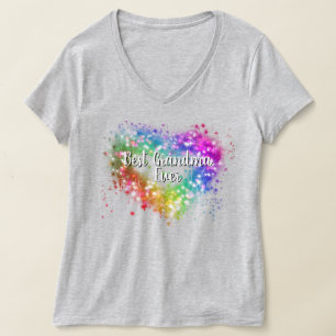 Colourful sparking glitter heart best Grandma ever T-Shirt