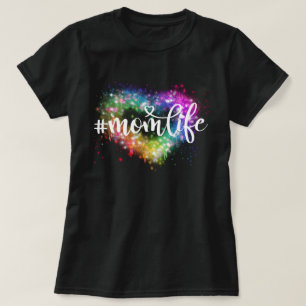 Colourful sparking glitter heart mum life T-Shirt