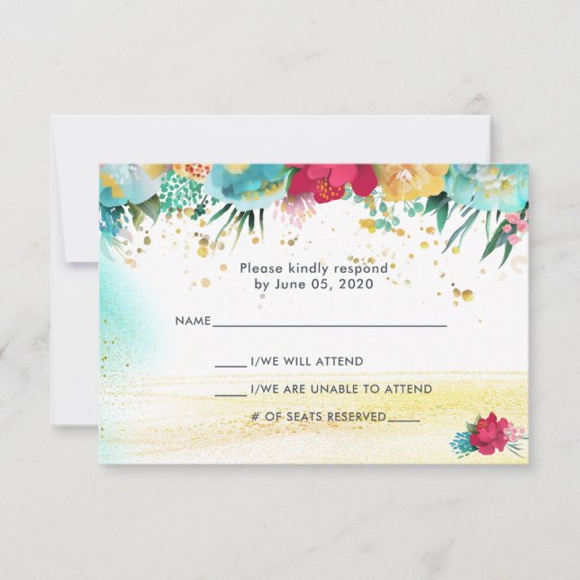 Colourful Sparkle Glitter RSVP Card (Front)