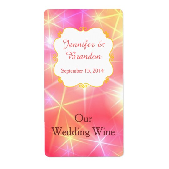 Colourful Sparkles Custom Wedding Mini Wine Label Shipping Label