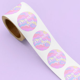 Colourful Sparkles Rainbow Thank You Classic Round Sticker