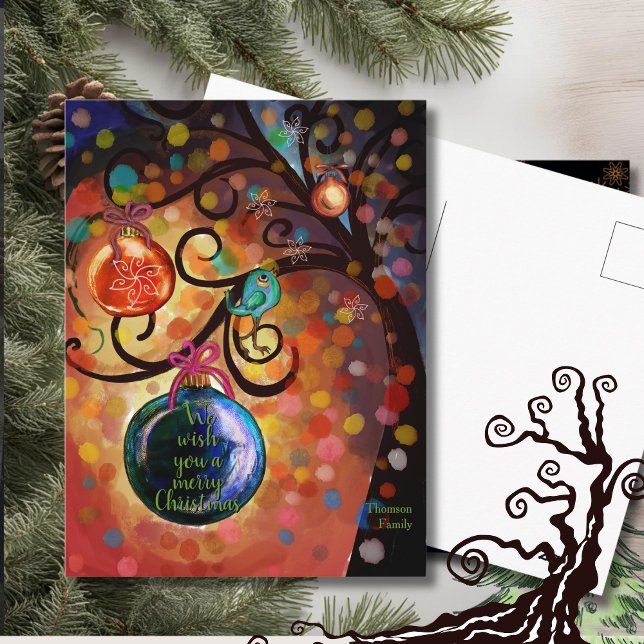 Colourful Sparkling Christmas Tree Art Postcard (Colorful Sparkling Christmas Tree Art Postcard)