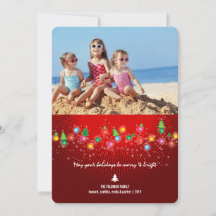 Colourful Sparkling Christmas Tree Lights Photo Holiday Card