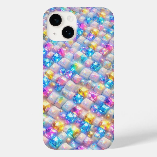 Colourful Sparkling Gemstone Mosaic Luxury Diamond Case-Mate iPhone Case (Back)