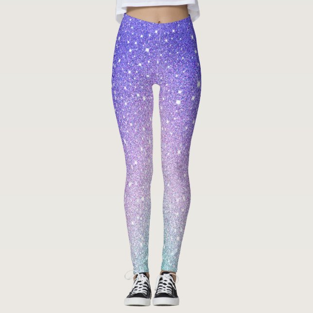 Colourful Sparkling Glitter Gradient Fun Sport Gif Leggings (Front)