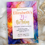 Colourful Sparkly Alcohol Ink 21st Birthday Invitation<br><div class="desc">Colourful Sparkly Alcohol Ink 21st Birthday Invitation For Women. Click Personalise To Change The Sample Text To Your Own.  Click Personalise/Edit With Design Tool To Change The Font Type,  Font Colour,  Font Size Or To Add/Delete/Change The Text Or Design Elements.</div>