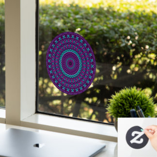 Colourful Sparkly Jewel Tone Mandala Digital Art Window Cling