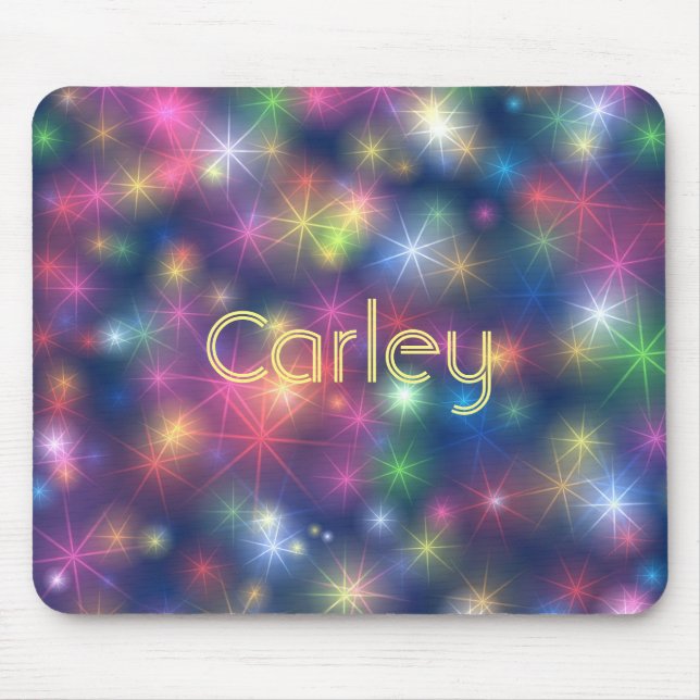 Colourful Sparkly Neon Lights Bokeh Personalised Mouse Mat (Front)