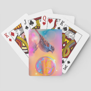 Colourful Sparrow and Rainbow Bubble Playing Cards